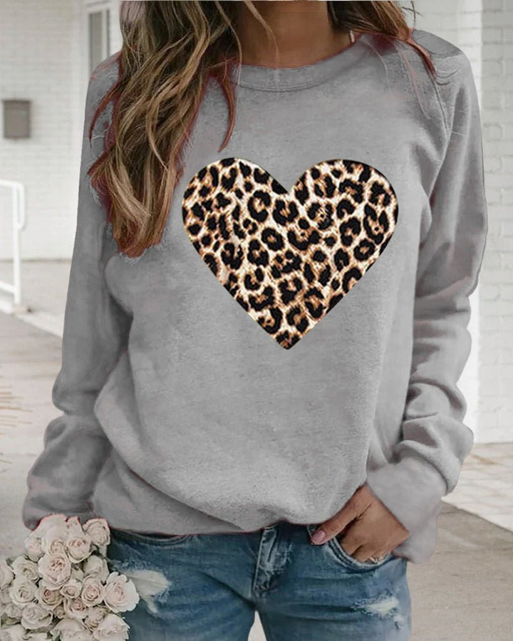 Lottie | Winter Leopard Heart Print Women's Sweatshirt