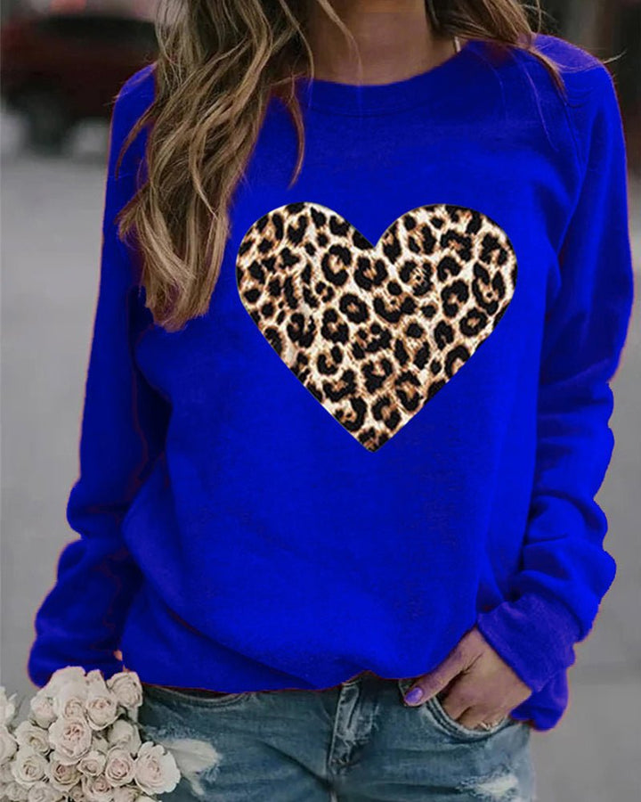 Lottie | Winter Leopard Heart Print Women's Sweatshirt