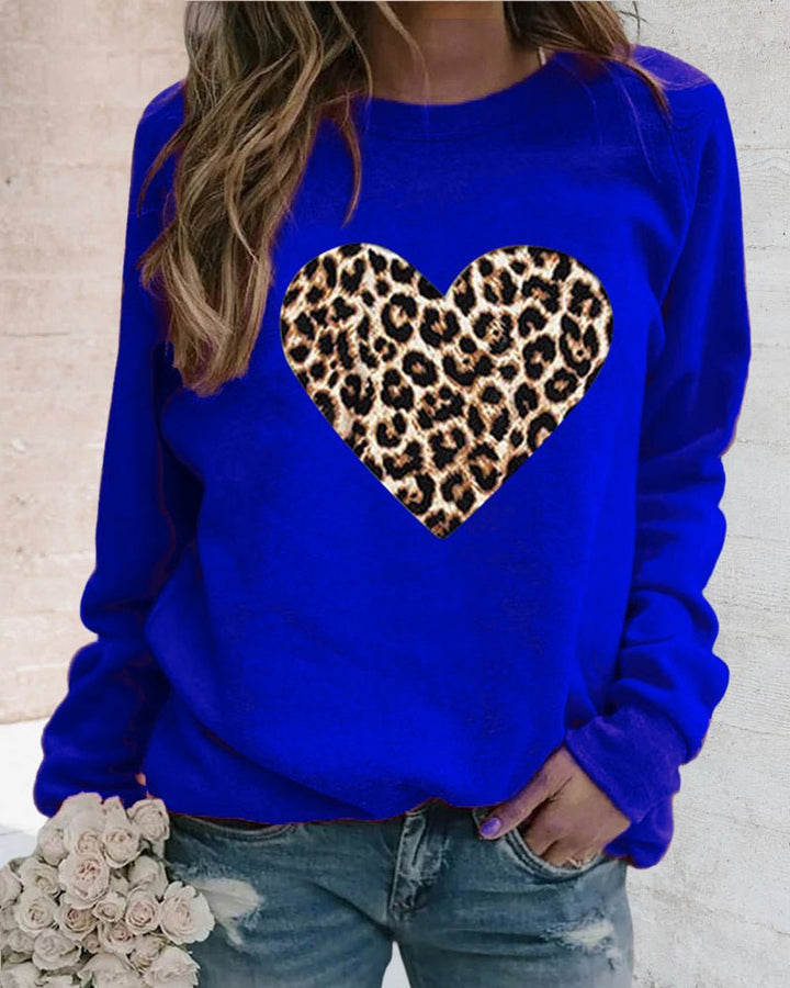Lottie | Winter Leopard Heart Print Women's Sweatshirt