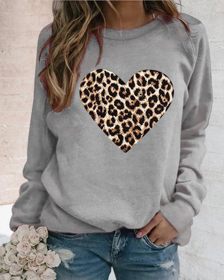 Lottie | Winter Leopard Heart Print Women's Sweatshirt
