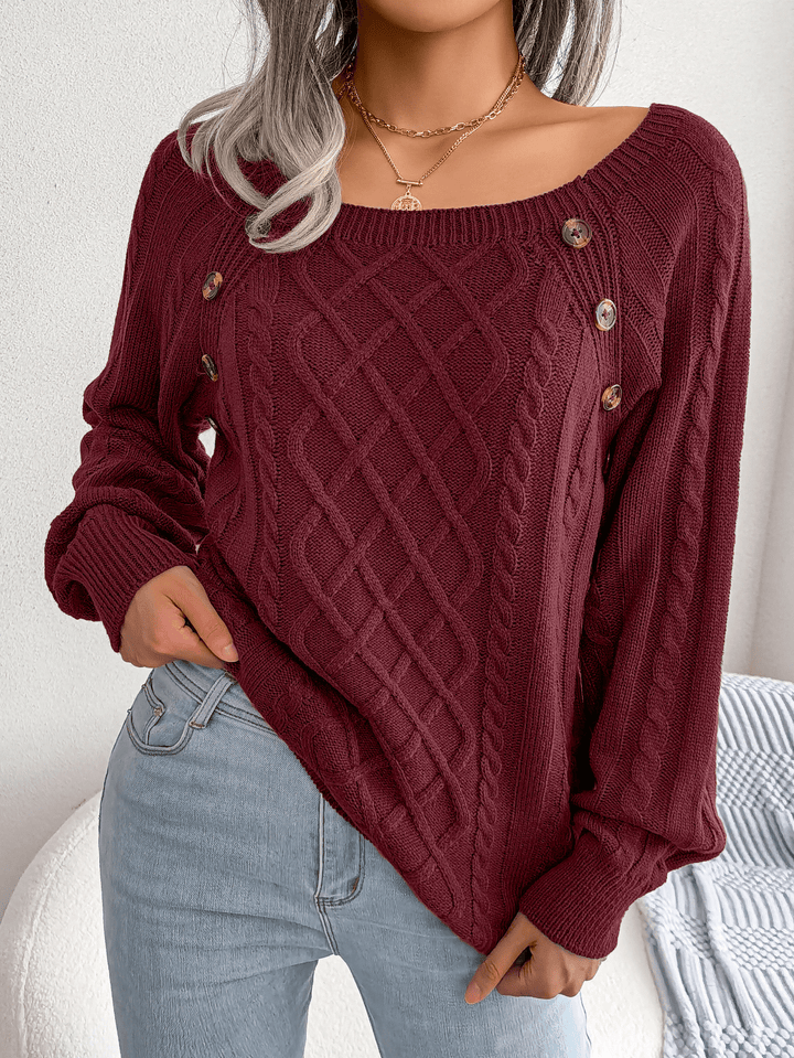 Georgia | Winter Cable Knit Sweater with Button Details