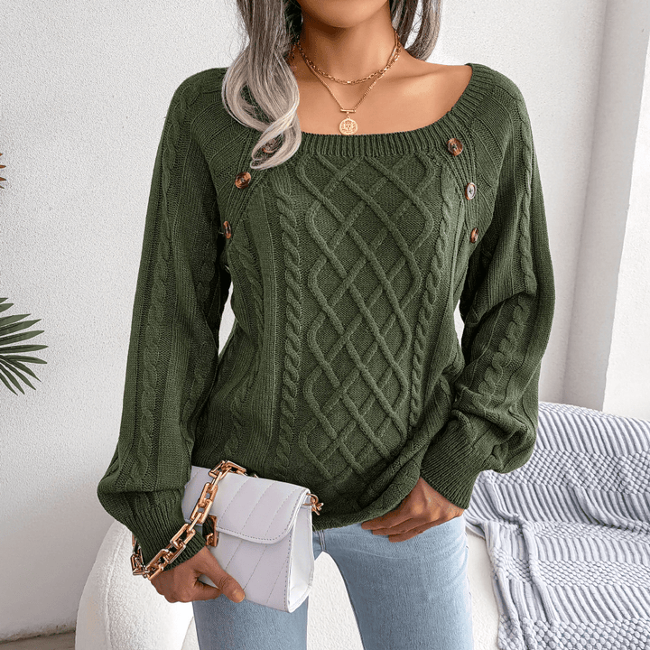 Georgia | Winter Cable Knit Sweater with Button Details