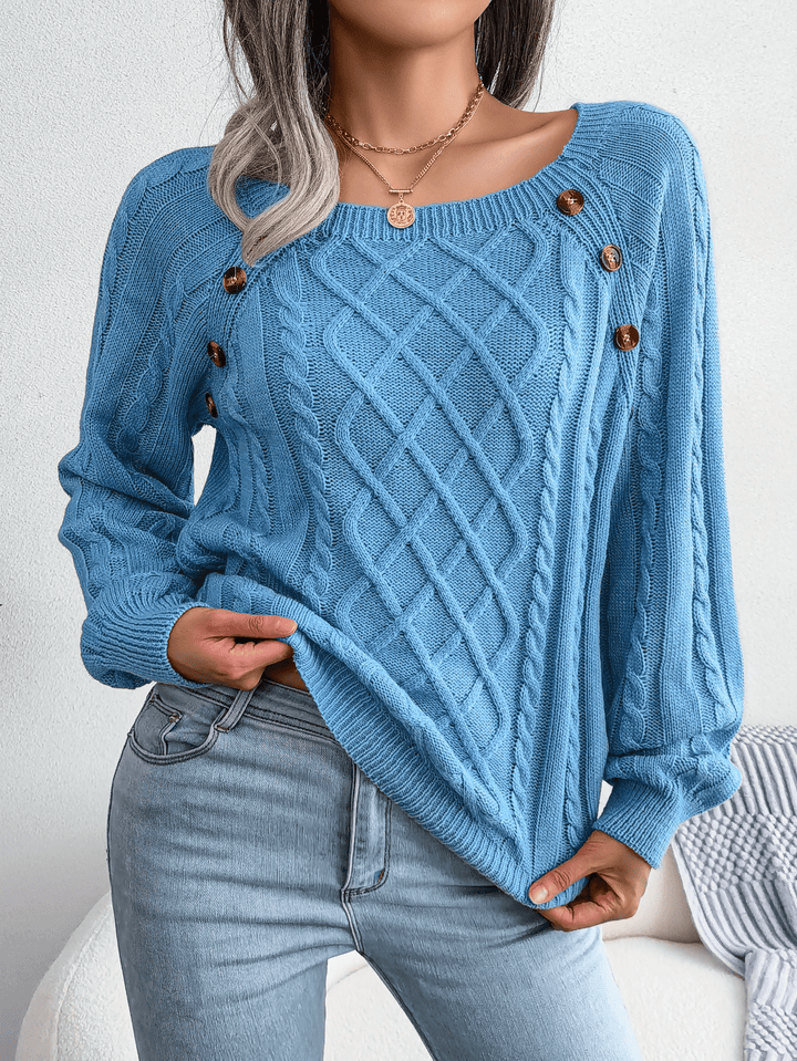 Georgia | Winter Cable Knit Sweater with Button Details