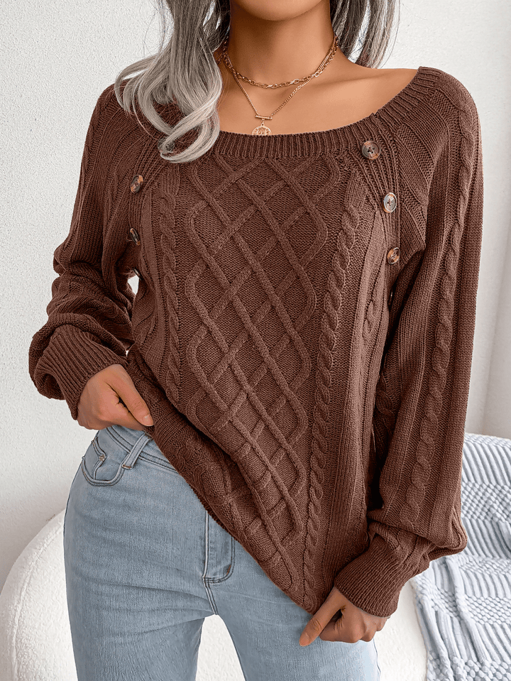 Georgia | Winter Cable Knit Sweater with Button Details