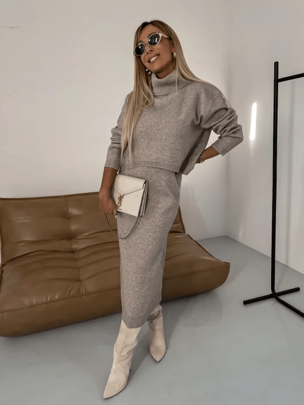 Charlotte | Women's Turtleneck Sweater and Dress Set