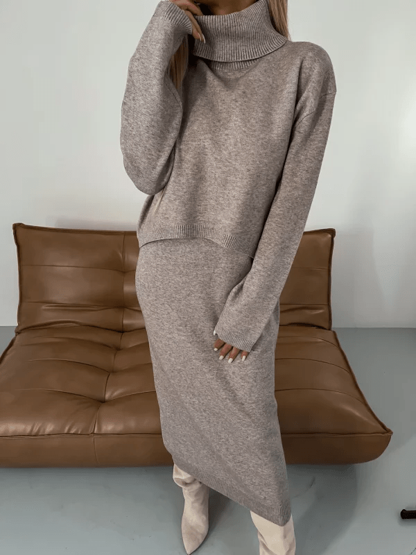 Charlotte | Women's Turtleneck Sweater and Dress Set