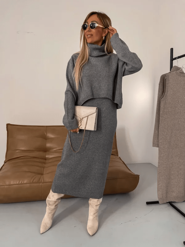 Charlotte | Women's Turtleneck Sweater and Dress Set