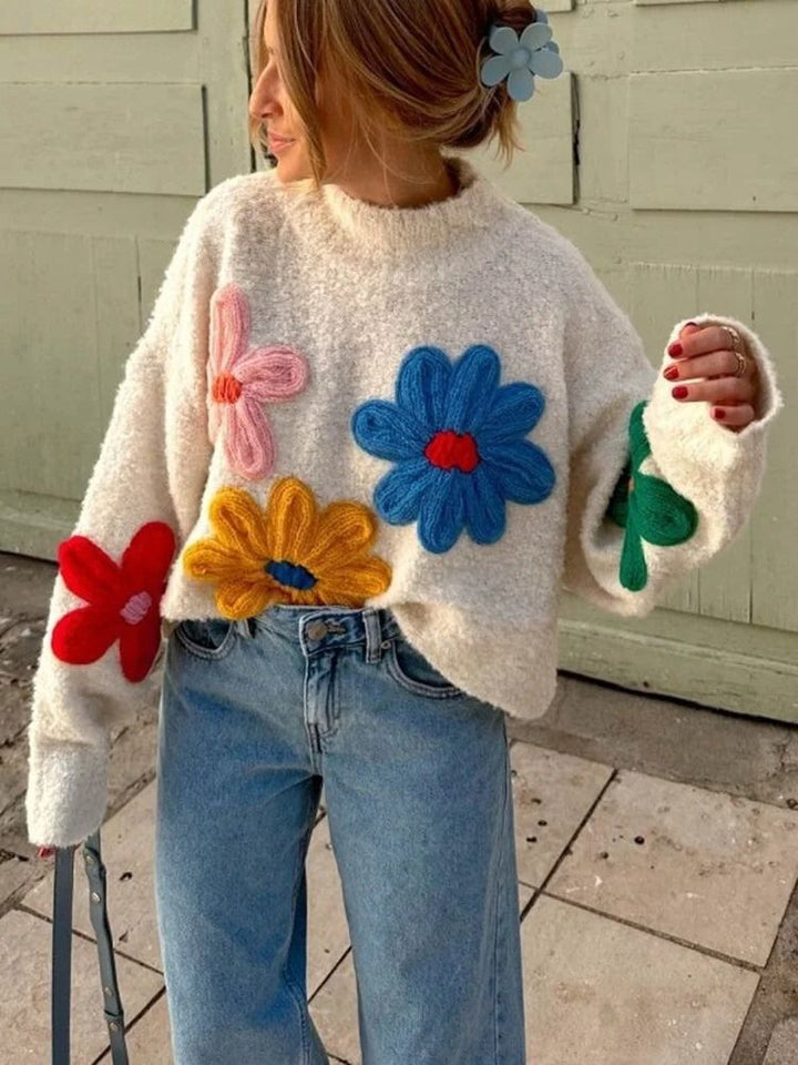Ruby | Cozy Winter Floral Knit Sweater for Women