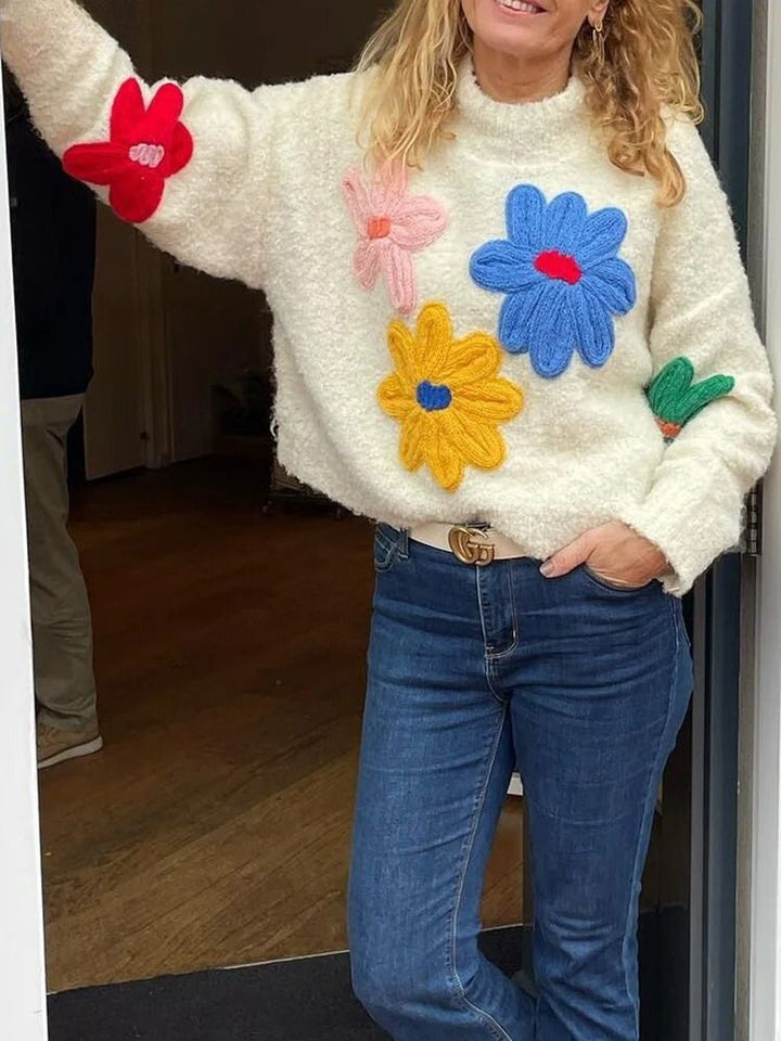 Ruby | Cozy Winter Floral Knit Sweater for Women