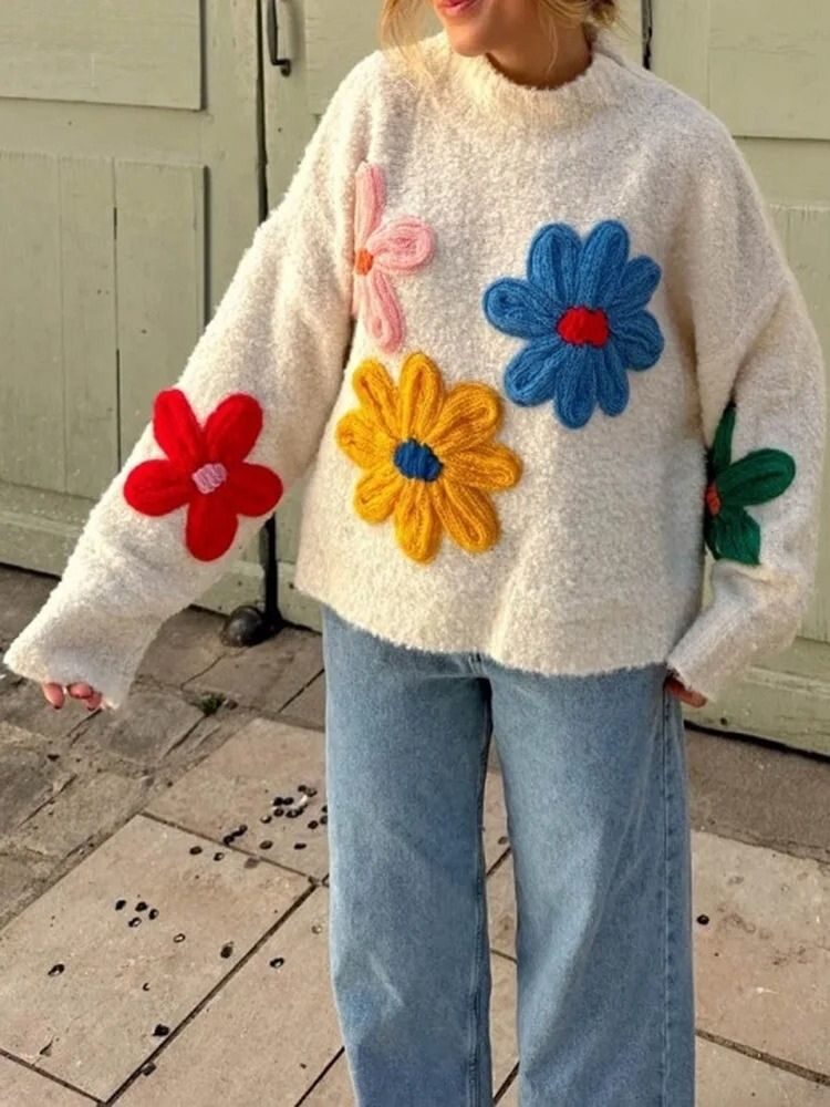 Ruby | Cozy Winter Floral Knit Sweater for Women