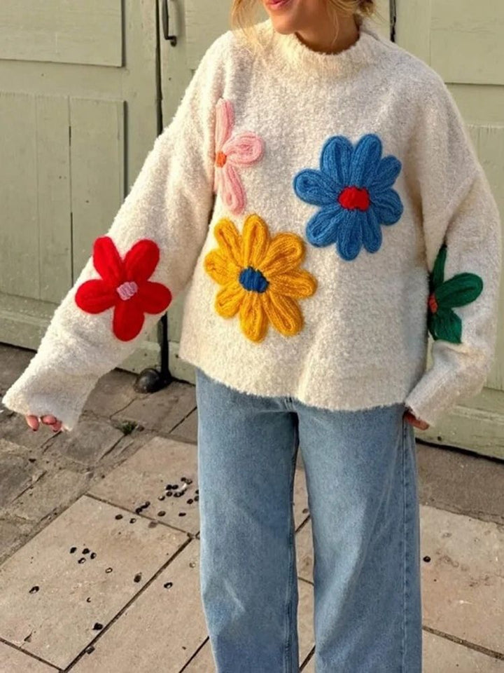 Ruby | Cozy Winter Floral Knit Sweater for Women