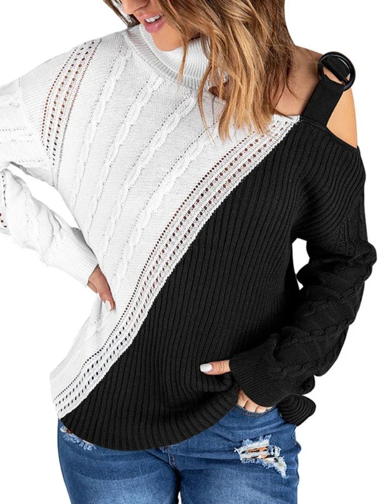 Elsie | Winter Chic One-Shoulder Leopard Sweater