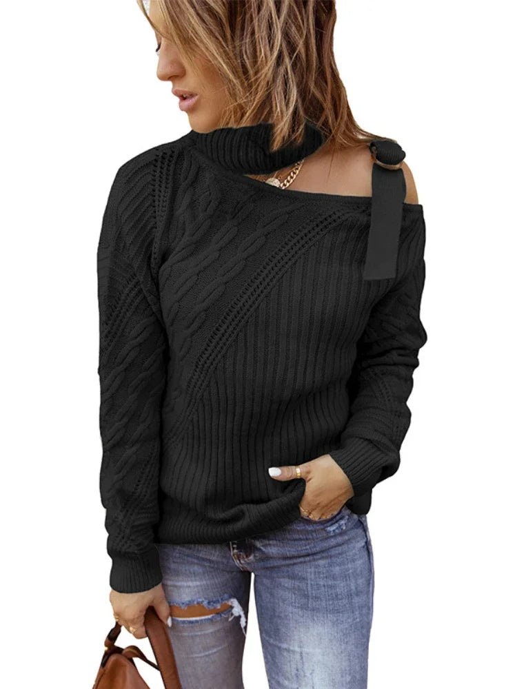 Elsie | Winter Chic One-Shoulder Leopard Sweater