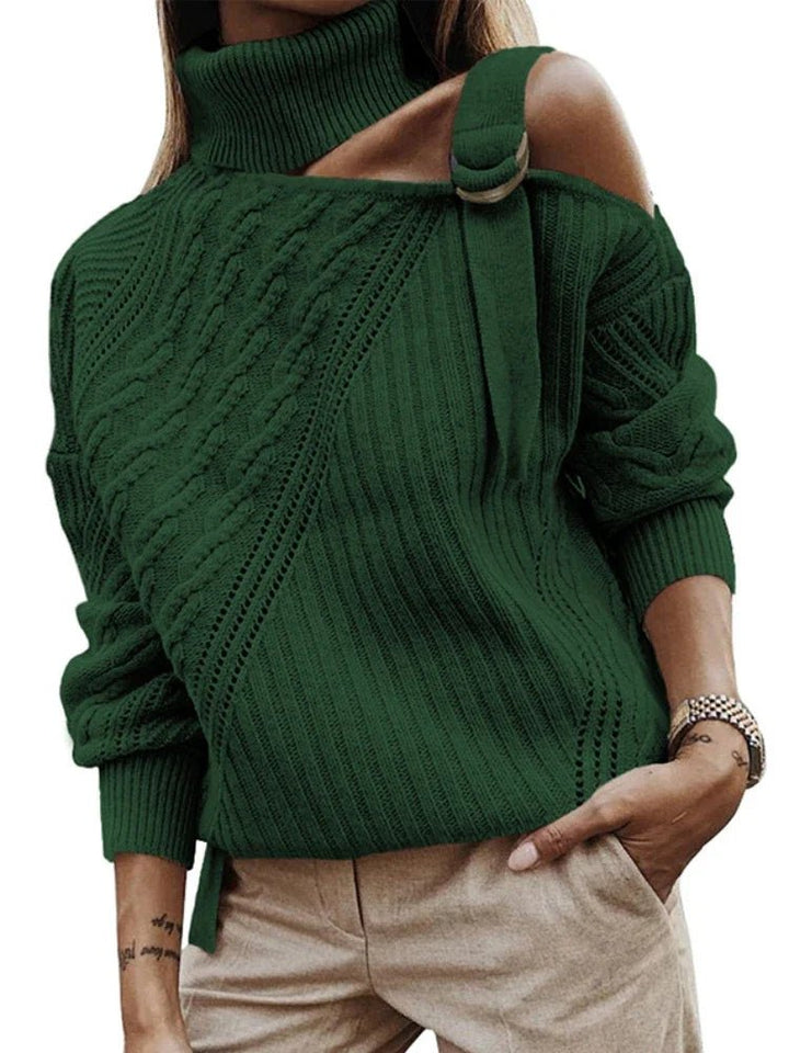 Elsie | Winter Chic One-Shoulder Leopard Sweater