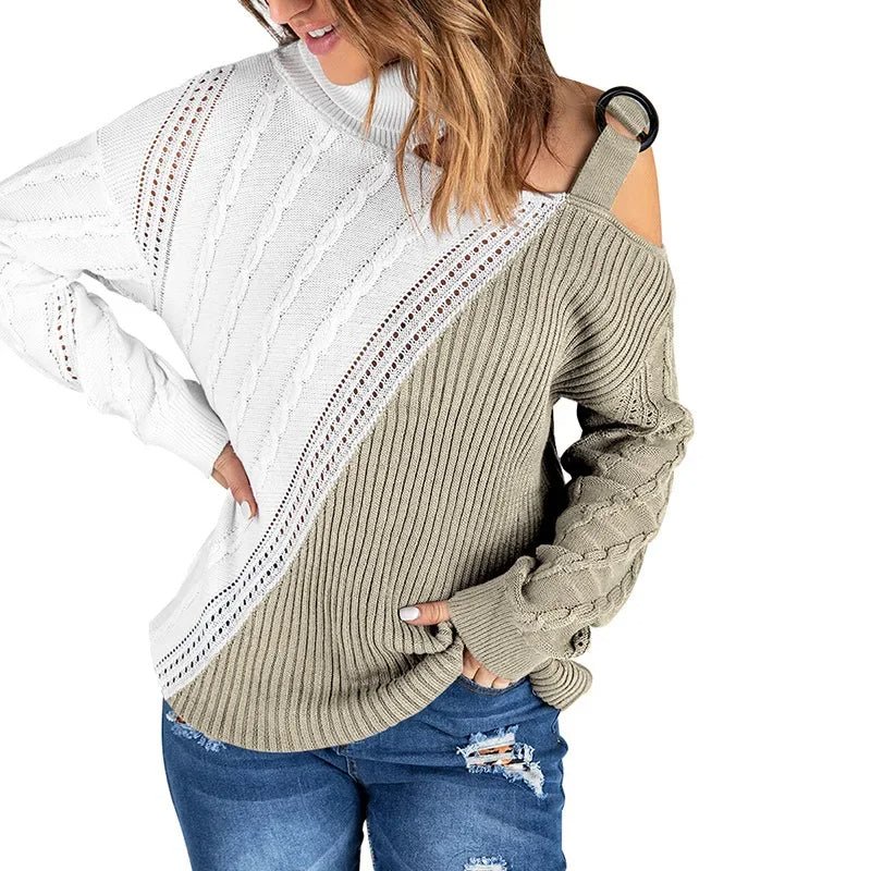 Elsie | Winter Chic One-Shoulder Leopard Sweater