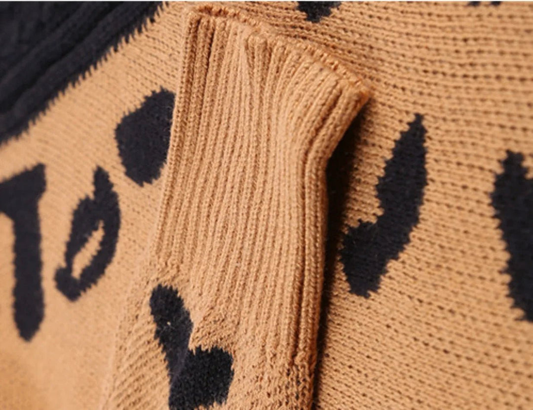 Elsie | Winter Chic One-Shoulder Leopard Sweater