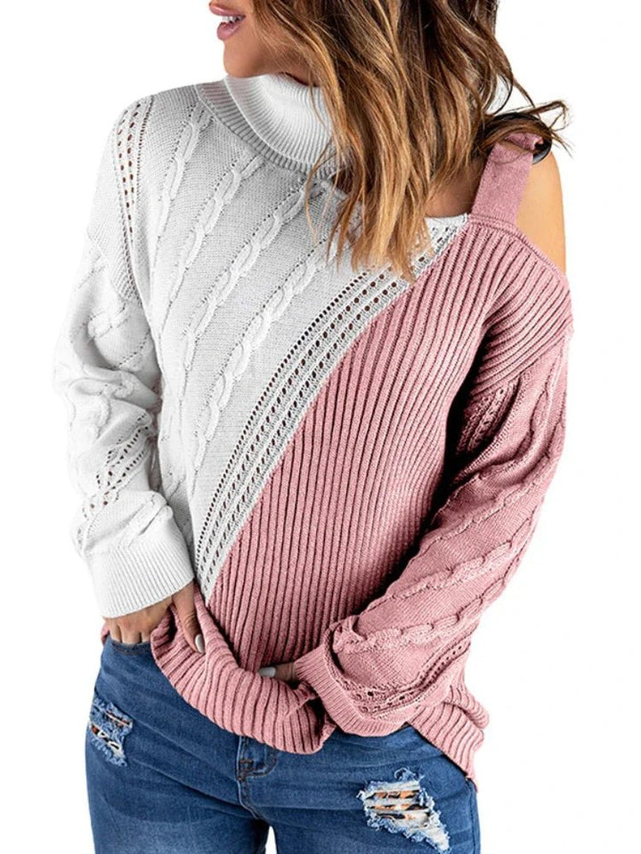 Elsie | Winter Chic One-Shoulder Leopard Sweater