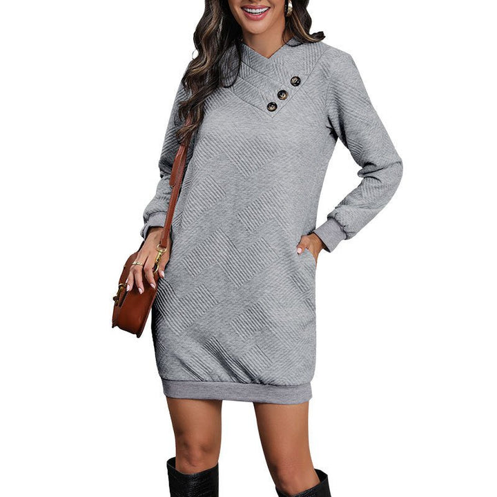 Beatrice | Winter Chic Sweatshirt Dress with Button Detail