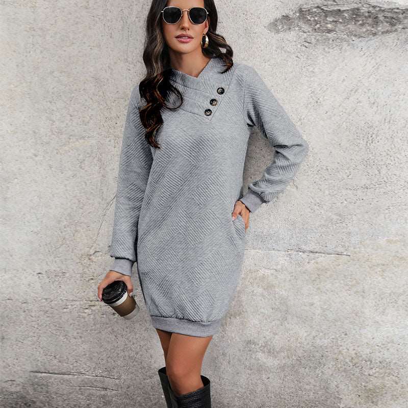 Beatrice | Winter Chic Sweatshirt Dress with Button Detail